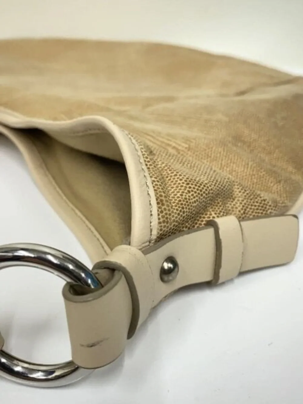 Banana Republic Lucia Lizard Hobo Bag Ivory Leather Slouchy Shoulder Bag